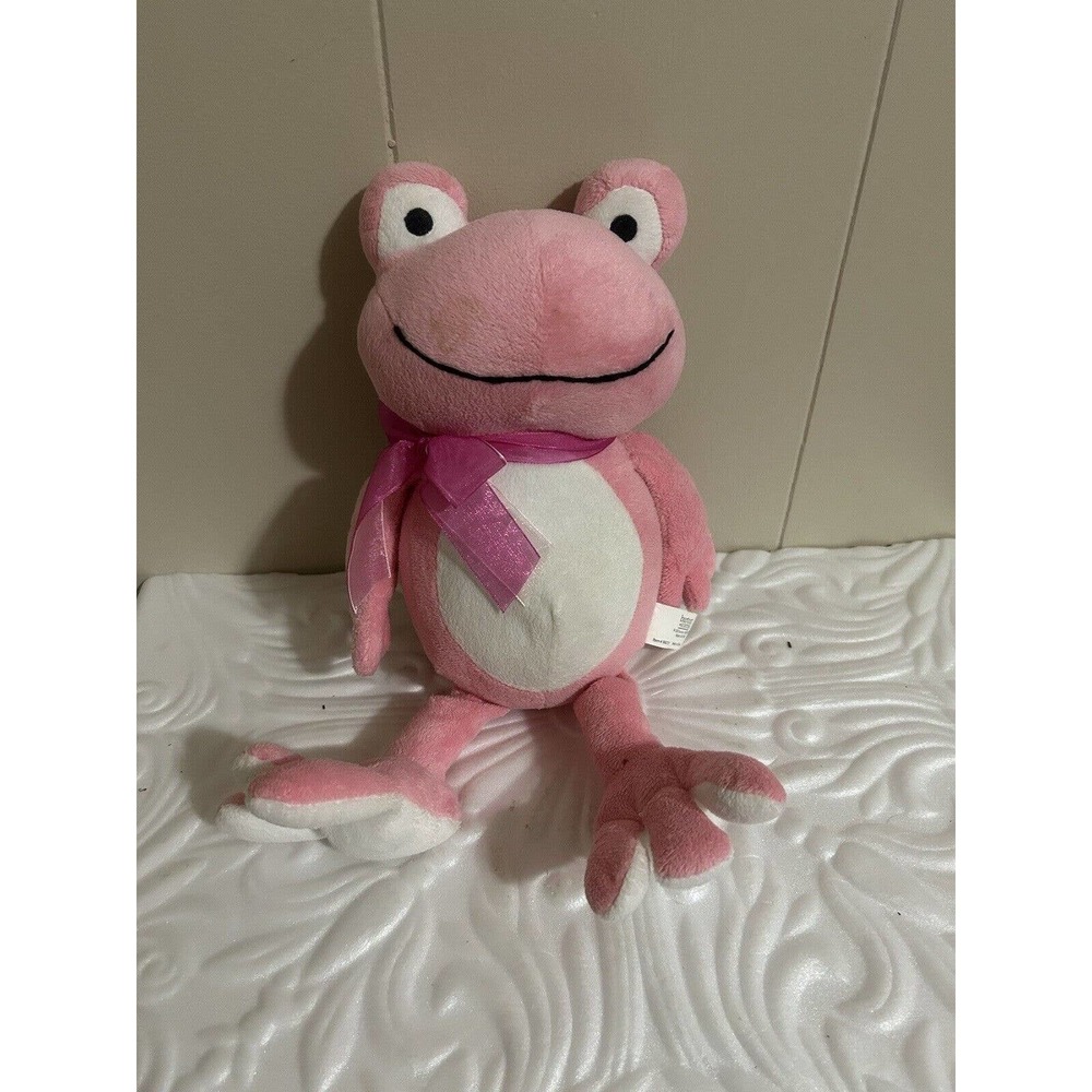 Burton & Burton Frog Plush Pink + White Valentine Stuffed Animal Toy 2007 13"